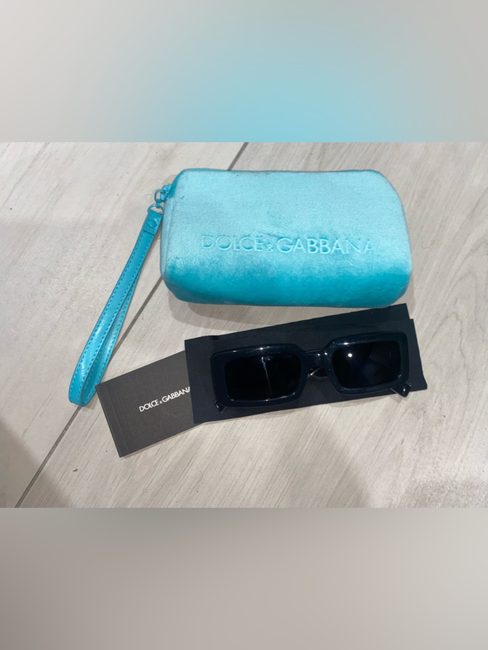 Dolce & Gabbana Black Sunglasses with Turquoise Case